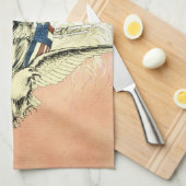 patriottische dame, Eagle met Amerikaanse vlag Theedoek (Quarter Fold)