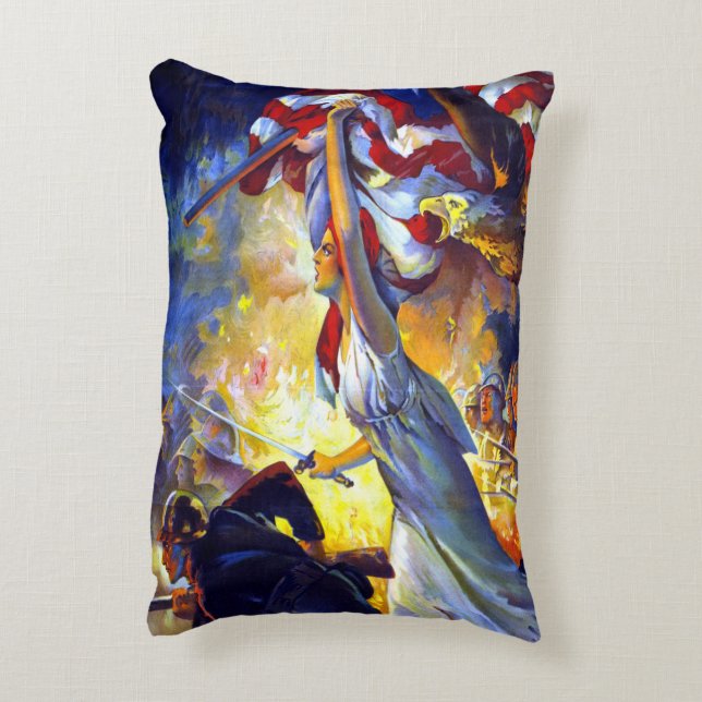  patriottische dame liberty American Flag Eagle Accent Kussen (Achterkant (Verticaal))