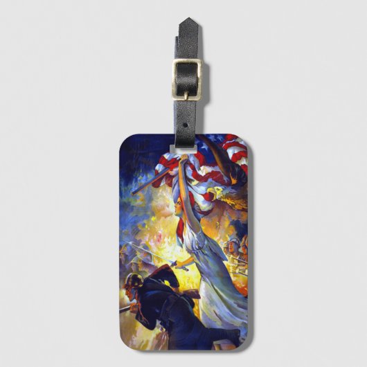  patriottische dame liberty American Flag Eagle Bagagelabel (Voorkant (verticaal))