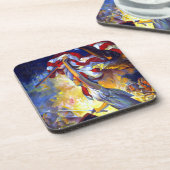 patriottische dame liberty American Flag Eagle Bier Onderzetter (Linkerzijde)