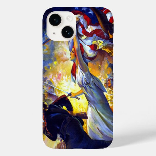 patriottische dame liberty American Flag Eagle Case-Mate iPhone Case (Achterkant)