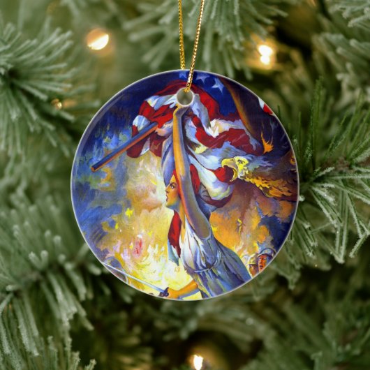  patriottische dame liberty American Flag Eagle Keramisch Ornament (Boom)