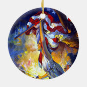  patriottische dame liberty American Flag Eagle Keramisch Ornament (Achterkant)