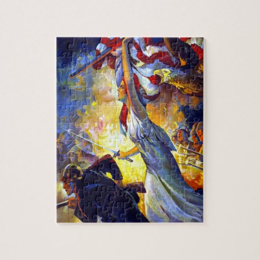 patriottische dame liberty American Flag Eagle Legpuzzel (Verticaal)