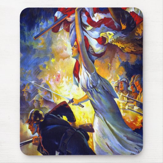 patriottische dame liberty American Flag Eagle Muismat (Voorkant)