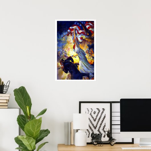  patriottische dame liberty American Flag Eagle Poster (Thuiskantoor)