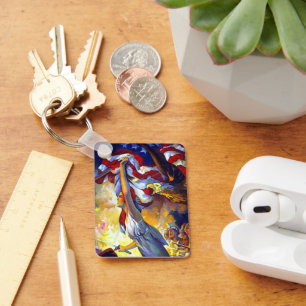 patriottische dame liberty American Flag Eagle Sleutelhanger