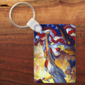  patriottische dame liberty American Flag Eagle Sleutelhanger (Voorkant)