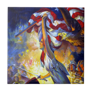  patriottische dame liberty American Flag Eagle Tegeltje