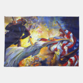  patriottische dame liberty American Flag Eagle Theedoek (Horizontaal)