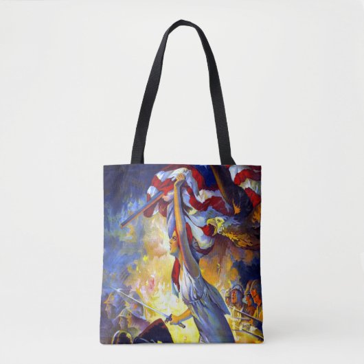patriottische dame liberty American Flag Eagle Tote Bag (Voorkant)