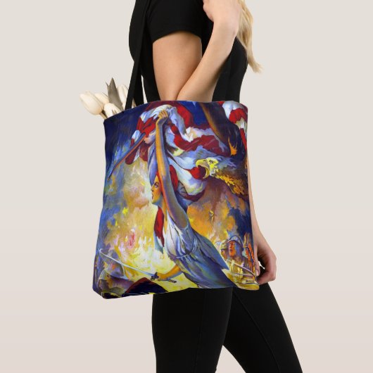 patriottische dame liberty American Flag Eagle Tote Bag (Dichtbij)