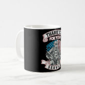 Patriottische dank voor de dag van uw serviceveter koffiemok (Voorkant links)