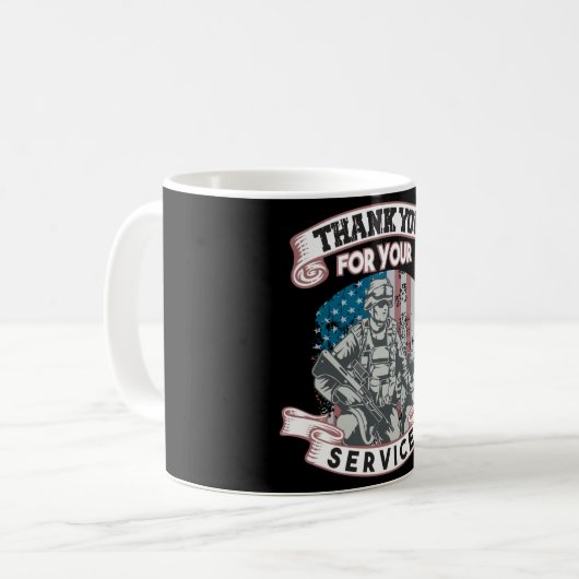Patriottische dank voor de dag van uw serviceveter koffiemok (Voorkant links)