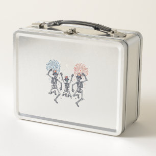 Patriottische Dansende Skelet Vuurwerk Vintage T-s