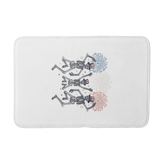 Patriottische Dansende Skelet Vuurwerk Vintage T-s Badmat (Voorkant)