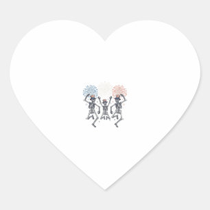 Patriottische Dansende Skelet Vuurwerk Vintage T-s Hart Sticker