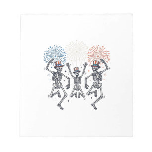 Patriottische Dansende Skelet Vuurwerk Vintage T-s Notitieblok