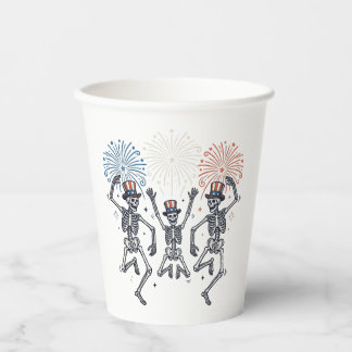 Patriottische Dansende Skelet Vuurwerk Vintage T-s Papieren Bekers
