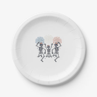 Patriottische Dansende Skelet Vuurwerk Vintage T-s Papieren Bordje