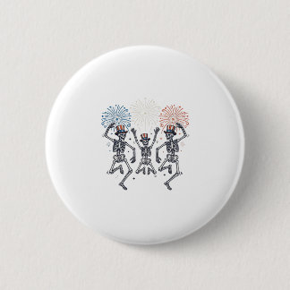 Patriottische Dansende Skelet Vuurwerk Vintage T-s Ronde Button 5,7 Cm