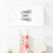 Patriottische Dansende Skelet Vuurwerk Vintage T-s Spandoek (Insitu)