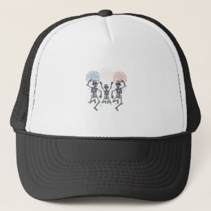 Patriottische Dansende Skelet Vuurwerk Vintage T-s Trucker Pet
