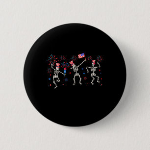 Patriottische Dansende Skeletten Grappig Vierde va Ronde Button 5,7 Cm