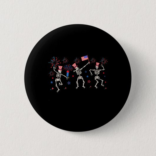 Patriottische Dansende Skeletten Grappig Vierde va Ronde Button 5,7 Cm (Voorkant)