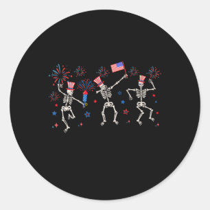 Patriottische Dansende Skeletten Grappig Vierde va Ronde Sticker
