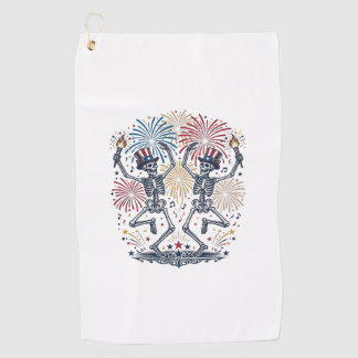 Patriottische Dansende Skeletten Vuurwerk 4 juli  Golfhanddoek