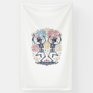 Patriottische Dansende Skeletten Vuurwerk 4 juli Spandoek