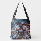 Patriottische Dansende Witte Miniatuur Schnauzers Crossbody Tas (Voorkant)