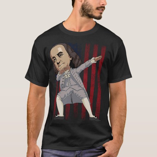 Patriottische danslangen Benjamin Franklin Dab Dan T-shirt (Voorkant)