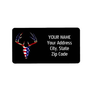 Patriottische deer Hunting skull Etiket