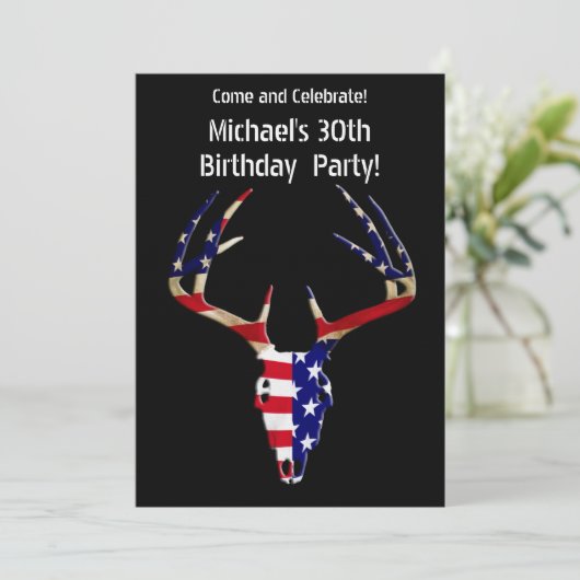 Patriottische deer Hunting skull Kaart (Staand voorkant)