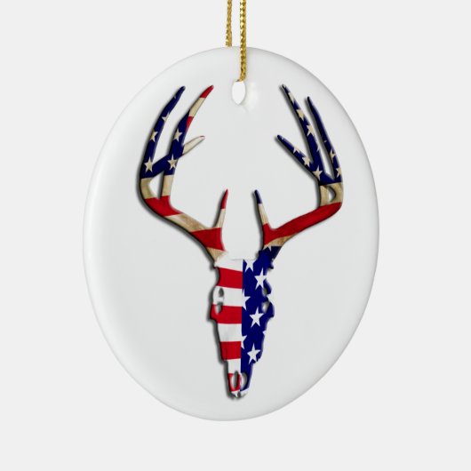 Patriottische deer Hunting skull Keramisch Ornament (Rechts)