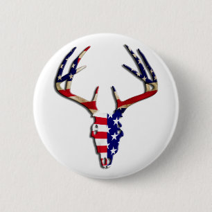 Patriottische deer Hunting skull Ronde Button 5,7 Cm