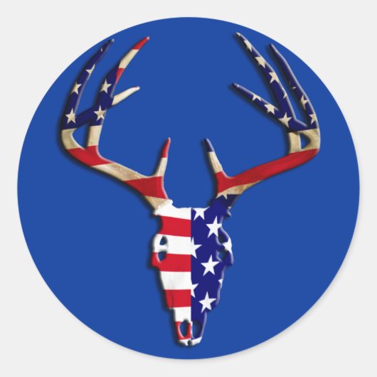 Patriottische deer Hunting skull Ronde Sticker (Voorkant)