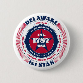 Patriottische Delaware-cirkel met staatsdetails Ronde Button 5,7 Cm