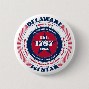Patriottische Delaware-cirkel met staatsdetails Ronde Button 5,7 Cm