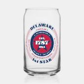 Patriottische Delaware Typography Ontwerp Drinkwar Blikvorm Glas (Voorkant)