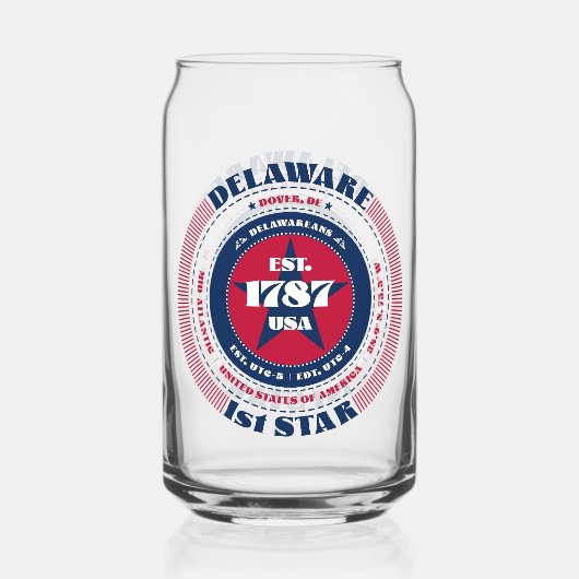 Patriottische Delaware Typography Ontwerp Drinkwar Blikvorm Glas (Achterkant)