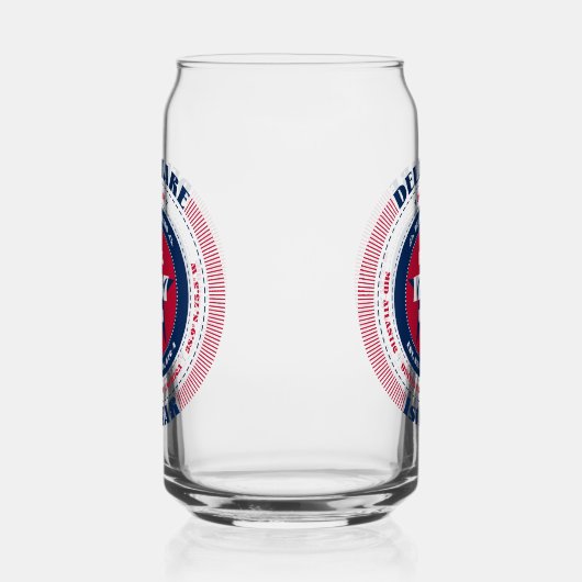 Patriottische Delaware Typography Ontwerp Drinkwar Blikvorm Glas (Rechts)