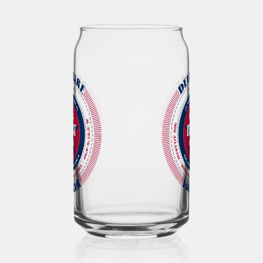 Patriottische Delaware Typography Ontwerp Drinkwar Blikvorm Glas (Links)