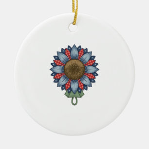 Patriottische Denim Zonnebloem Ornament Vintage