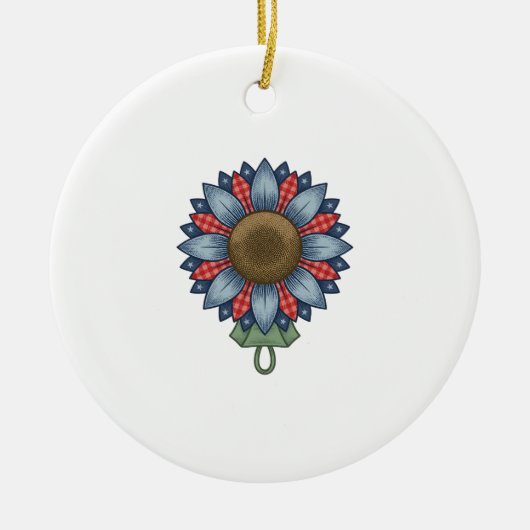 Patriottische Denim Zonnebloem Ornament Vintage (Voorkant)