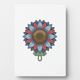 Patriottische Denim Zonnebloem Ornament Vintage Fotoplaat