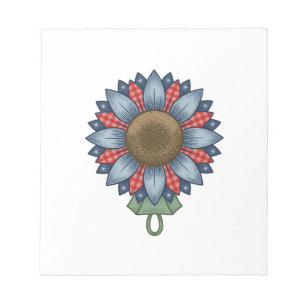 Patriottische Denim Zonnebloem Ornament Vintage Notitieblok
