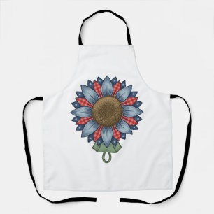 Patriottische Denim Zonnebloem Ornament Vintage Schort